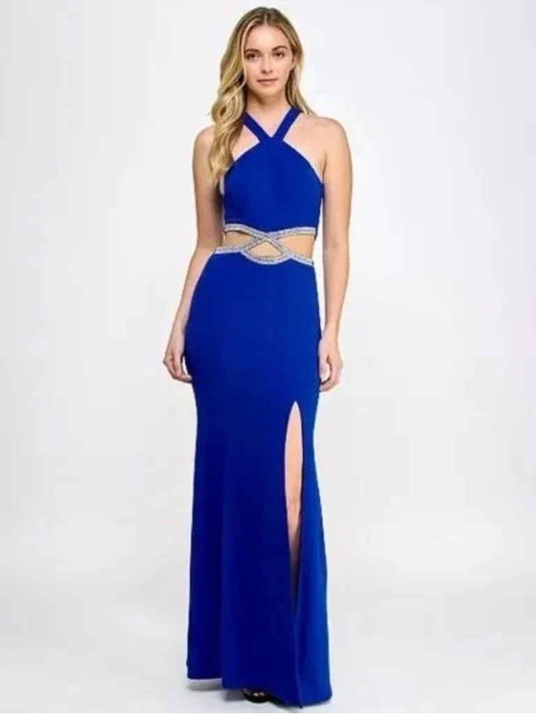 Nwts Women's Speechless Cut Out Embellished Dress - New Cobalt - Size 5